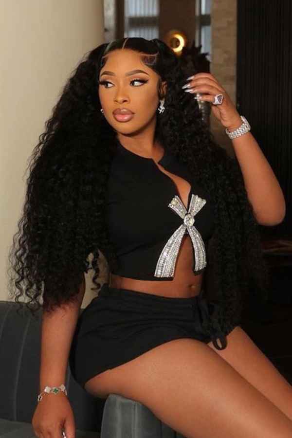 Split Cut Front Rhinestone Decor Short Sleeve Crop Top image 2