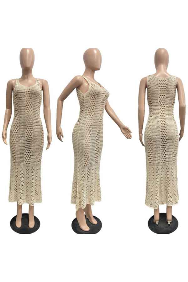 Sexy SeeThrough Sleeveless Beach Resort Knit Maxi Dress image 7