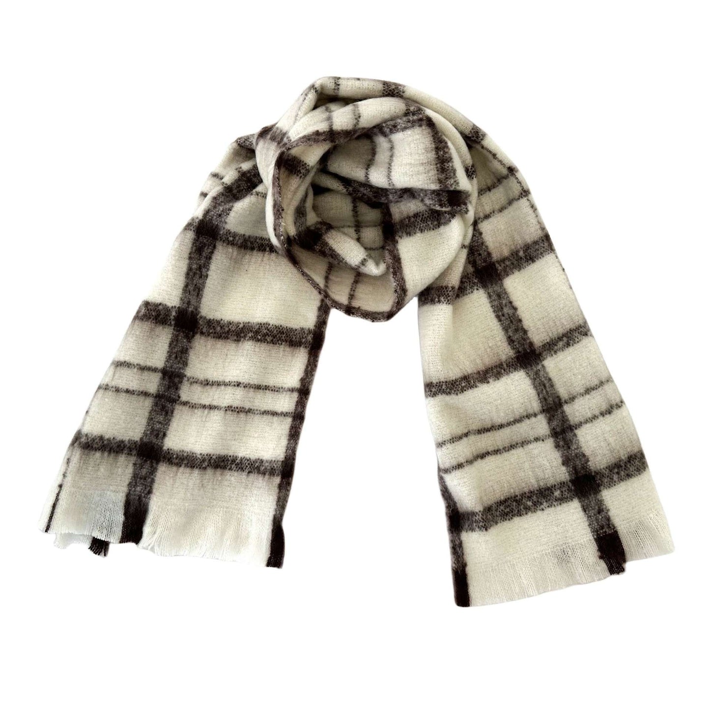 Thick ultra large soft and warm checkered scarf - Multi White image