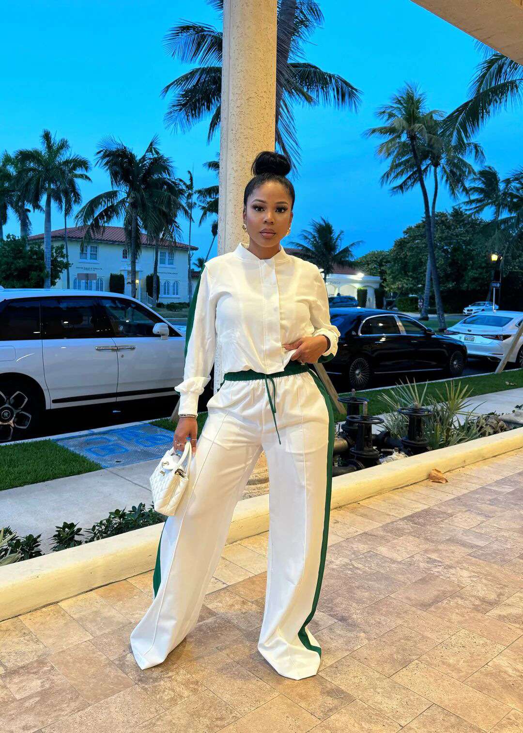 Tracksuit with White Stripe Accents - L, White image