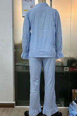 Casual 2-piece Suit Bell Sleeve Top Mesh Trousers image 3