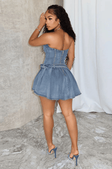 Urban Charm Belted Denim Skater Dress image 1