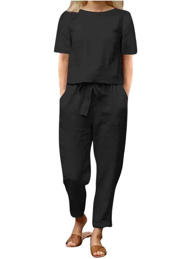 Short Sleeve Top & Drawstring Pants Set image 0