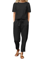 Short Sleeve Top & Drawstring Pants Set image 0