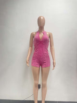 Halter Neck Romper with Contrast Stitching image 4
