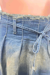 Women Casual Washed Denim Pleated Skirt image 3