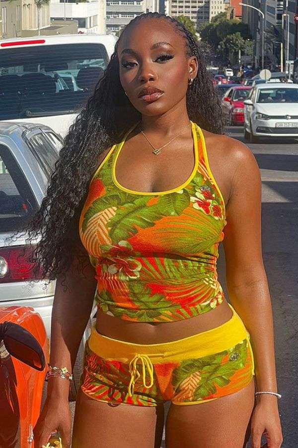 Tropical Print Two-Piece Set image 0
