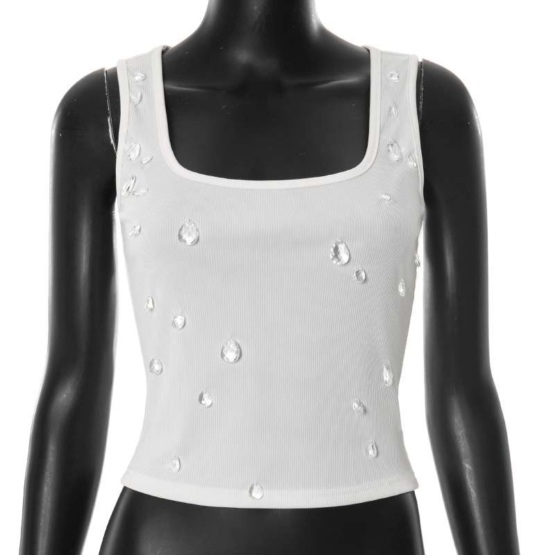 Ribbed Tank Top with Embellished Accents image 5