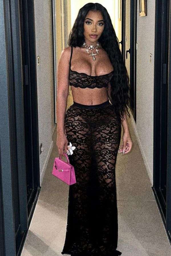 Lace Two-Piece Crop Top and Maxi Skirt Set image 0