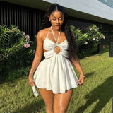 Halter Mini Dress with Cut-Out Detail - S, White image