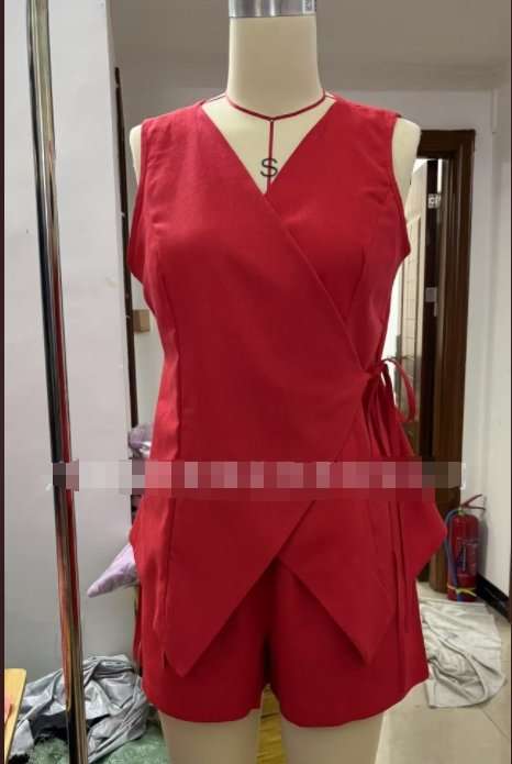 Scarlet Wrap-Front Sleeveless Top & Shorts - M, Red image