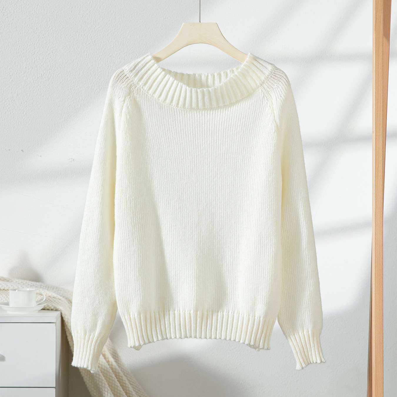 Cozy Knit Sweater with Rounded Neckline image 4