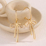 Elegant Gold Bow Tie Dangle Earrings image 0