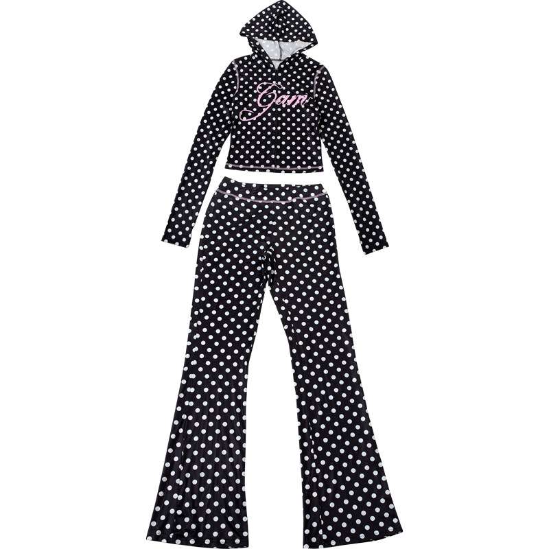Elegant Polka Dot Zip-Up Set image 3