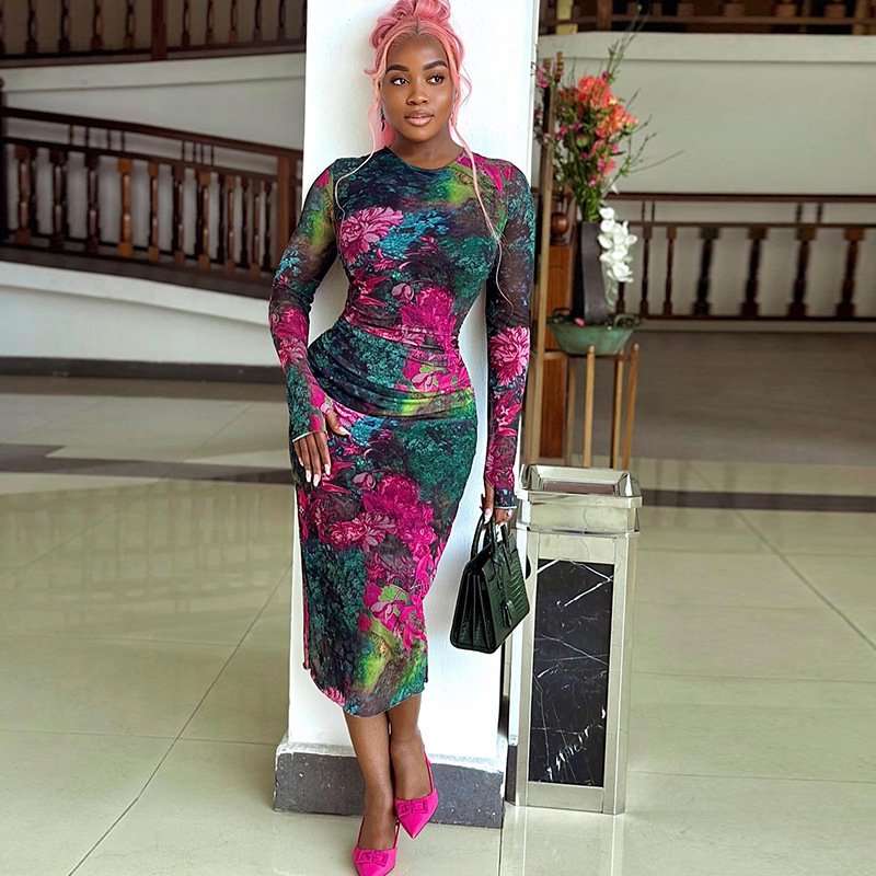 Floral Printed Bodycon Dress image 1