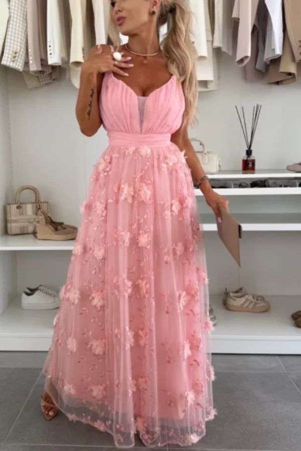 Floral Embroidered Maxi Dress image 0