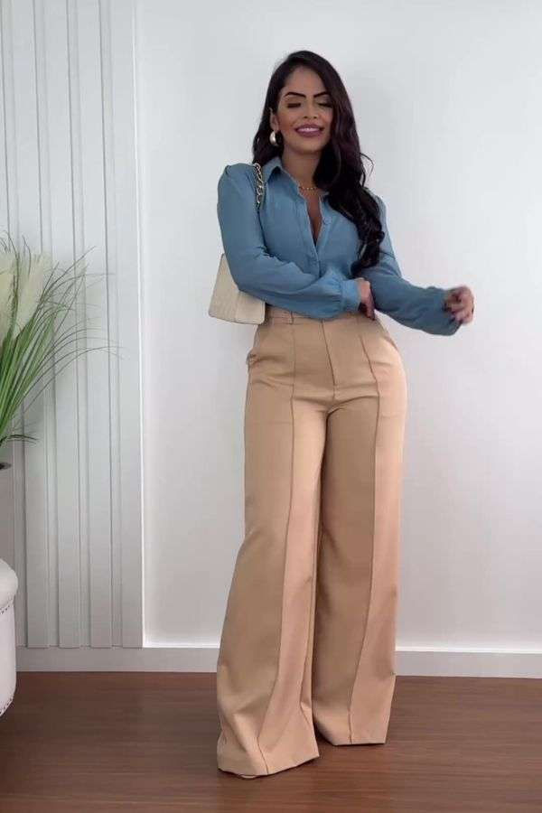 Relaxed Beige Trousers image 1