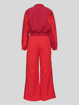 Colorblock Zipper Lapel Straight Pant Sets image 4