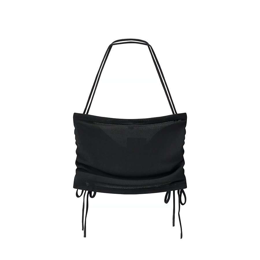 Stylish Ruched Crop Top - L, Black image