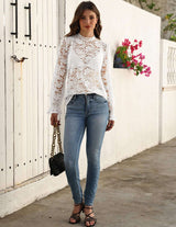 Elegant Lace Long-Sleeve Blouse image 1
