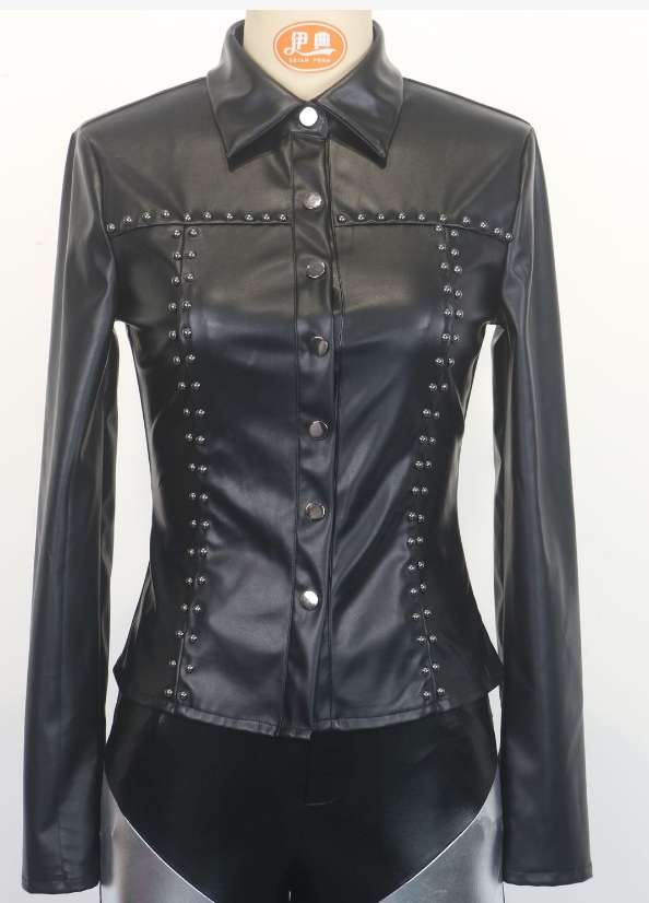 Studded Faux Leather Statement Jacket image 4