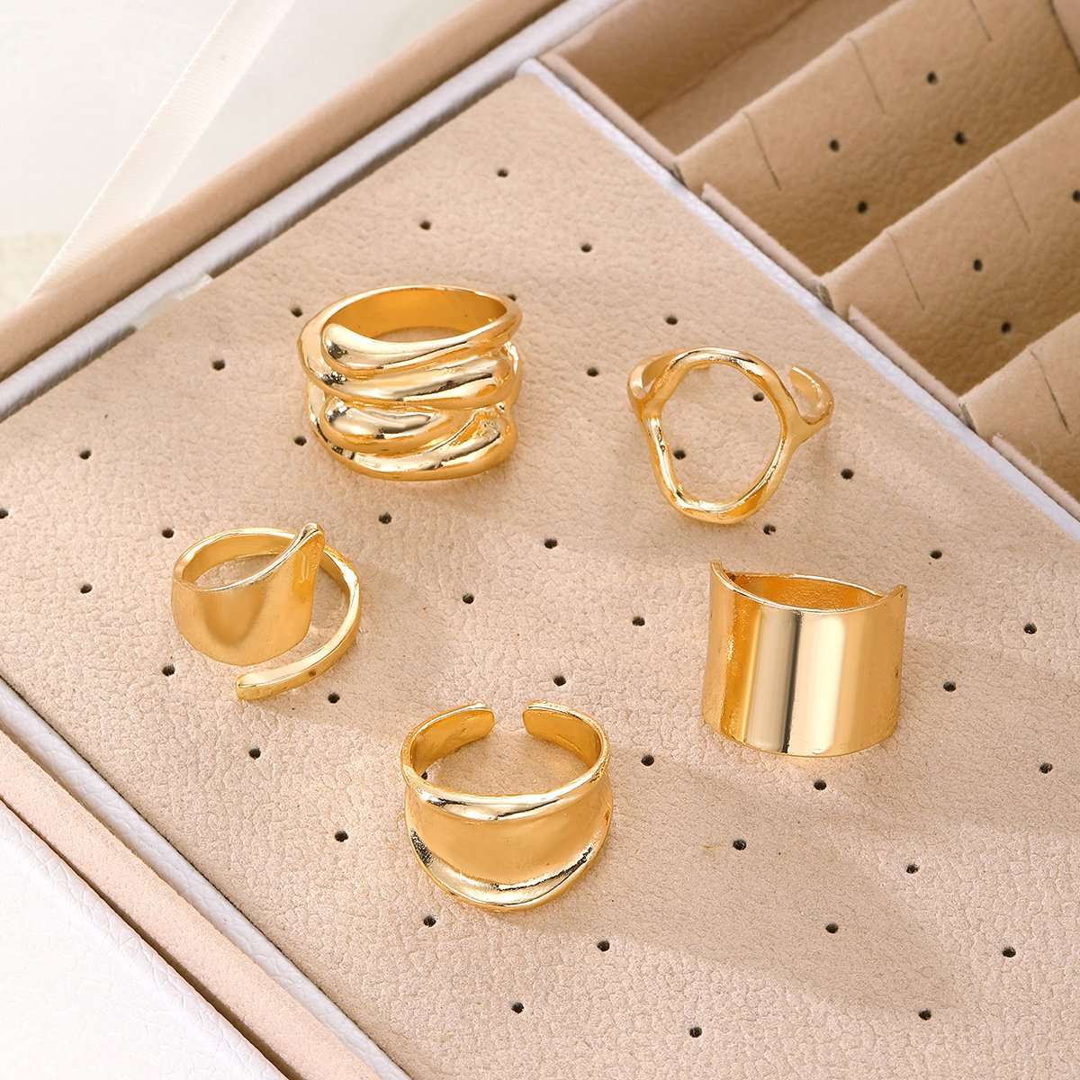 Set Of 5 Adjustable Finger Rings image 4