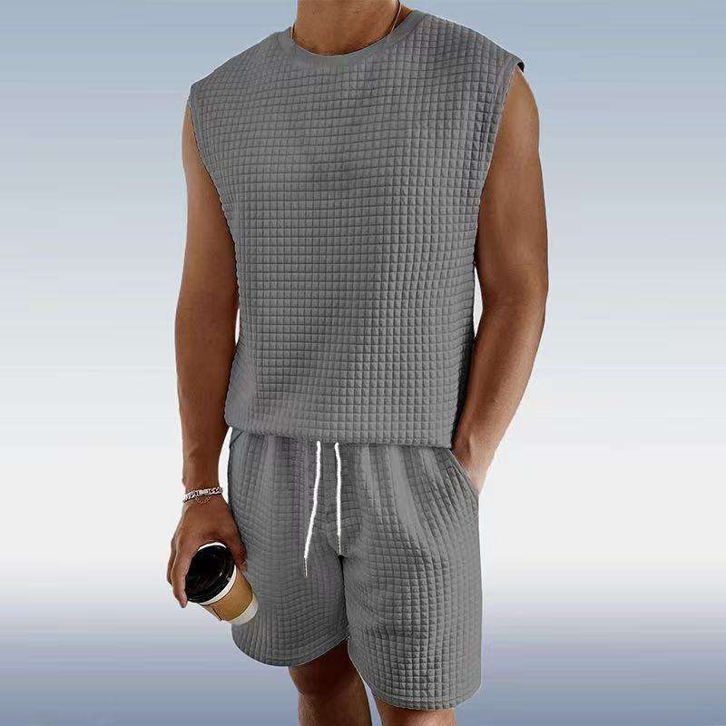 Mens Sleeveless Lounge Set - M, Grey image
