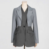 Colorblock Buckle Long Sleeve Blazers image 1