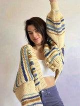 Colorful Chunky Cropped Cardigan Jacket image 0