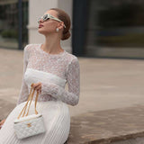 Elegant White Lace Long-Sleeve Top image 3