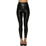 Faux Leather High-Waisted Skinny Pants - L, Black image