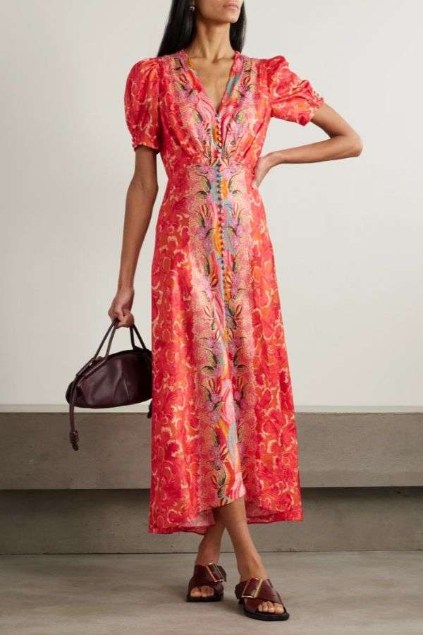 Floral Puff-Sleeve Maxi Dress image 0