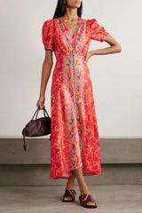 Floral Puff-Sleeve Maxi Dress image 0