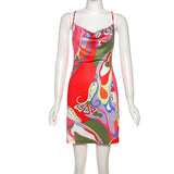 Abstract Print Cowl Neck Sleeveless Dress image 6