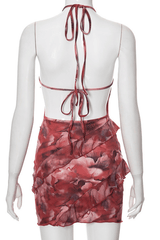 Floral Mesh Print Ruffle Dress image 3