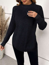 Turtleneck Oversized Pullover Casual Sweater - L, Black image
