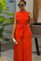Sleeveless Utility Belted Wide-Leg Jumpsuit image 0