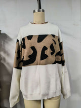 Oversized Sweater with Leopard Print Panel image 5