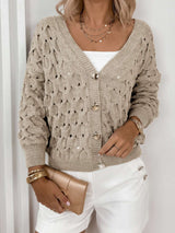 Cozy Knit Cardigan with Gold Buttons image 1
