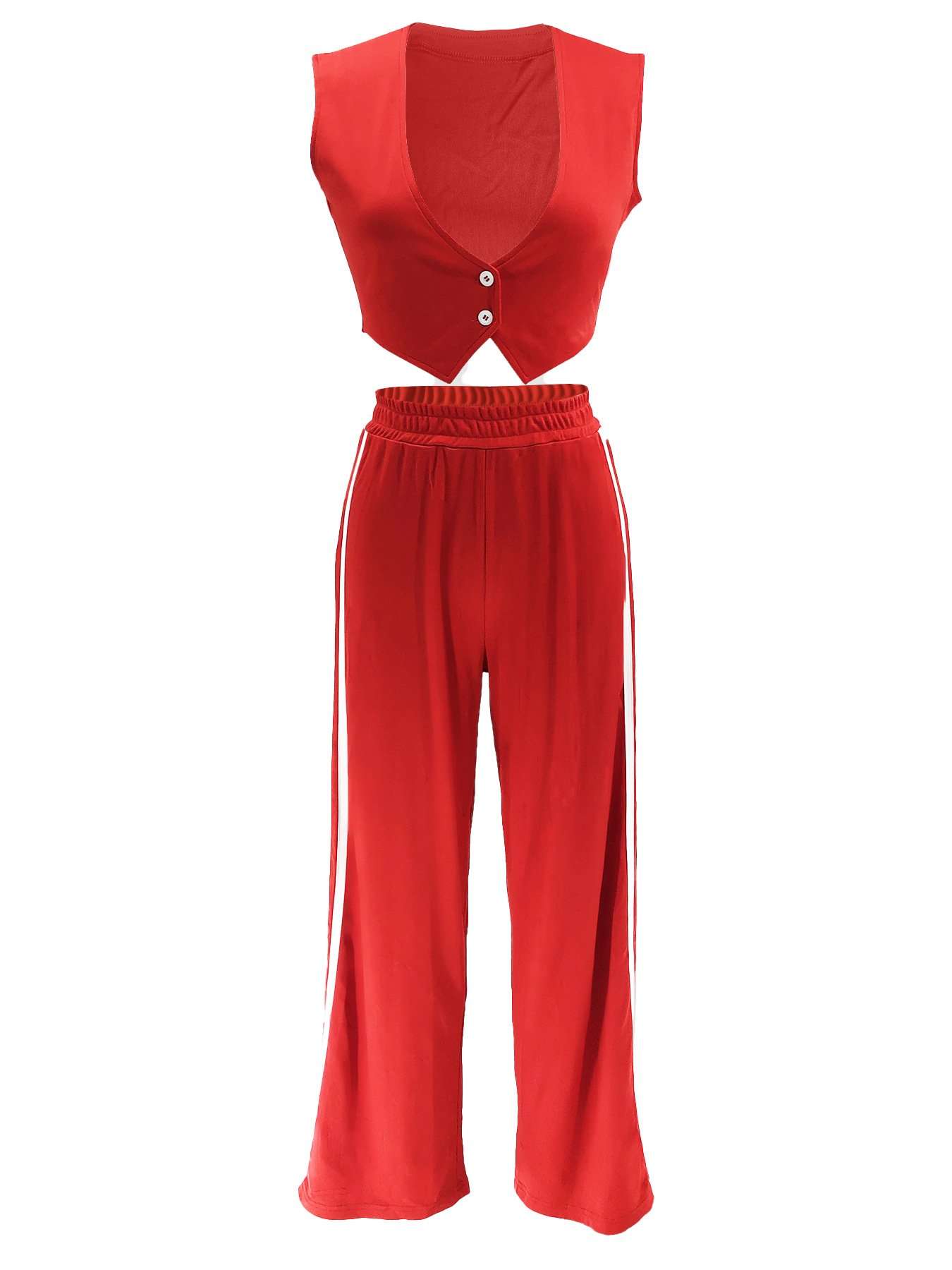 Sporty Chic Button Vest Set image 2