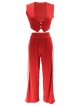 Sporty Chic Button Vest Set image 2