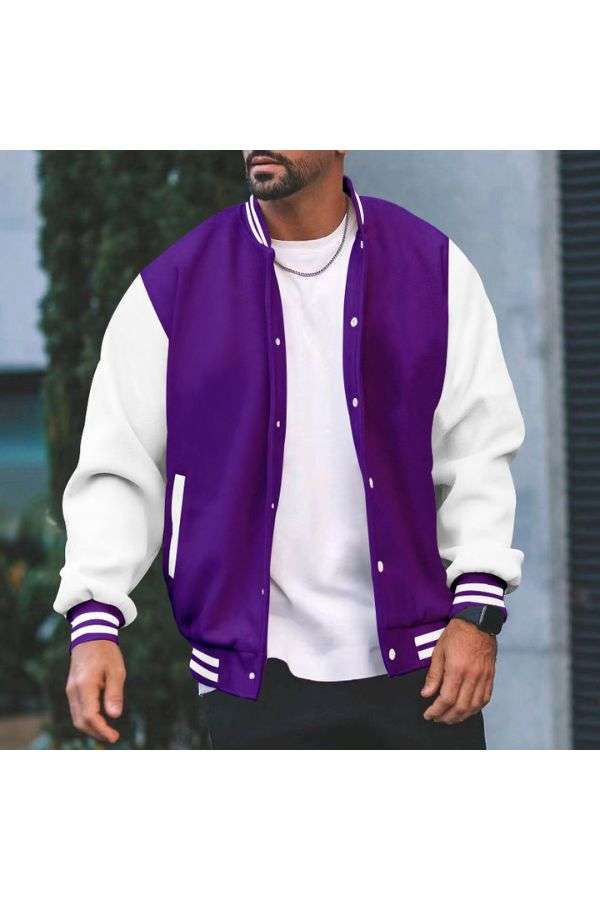 Varsity Jacket Mens Baseball Jackets - S, Violet Purple image