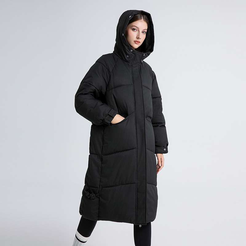 Long Sleeve Hooded Puffer Coat - L, Black image
