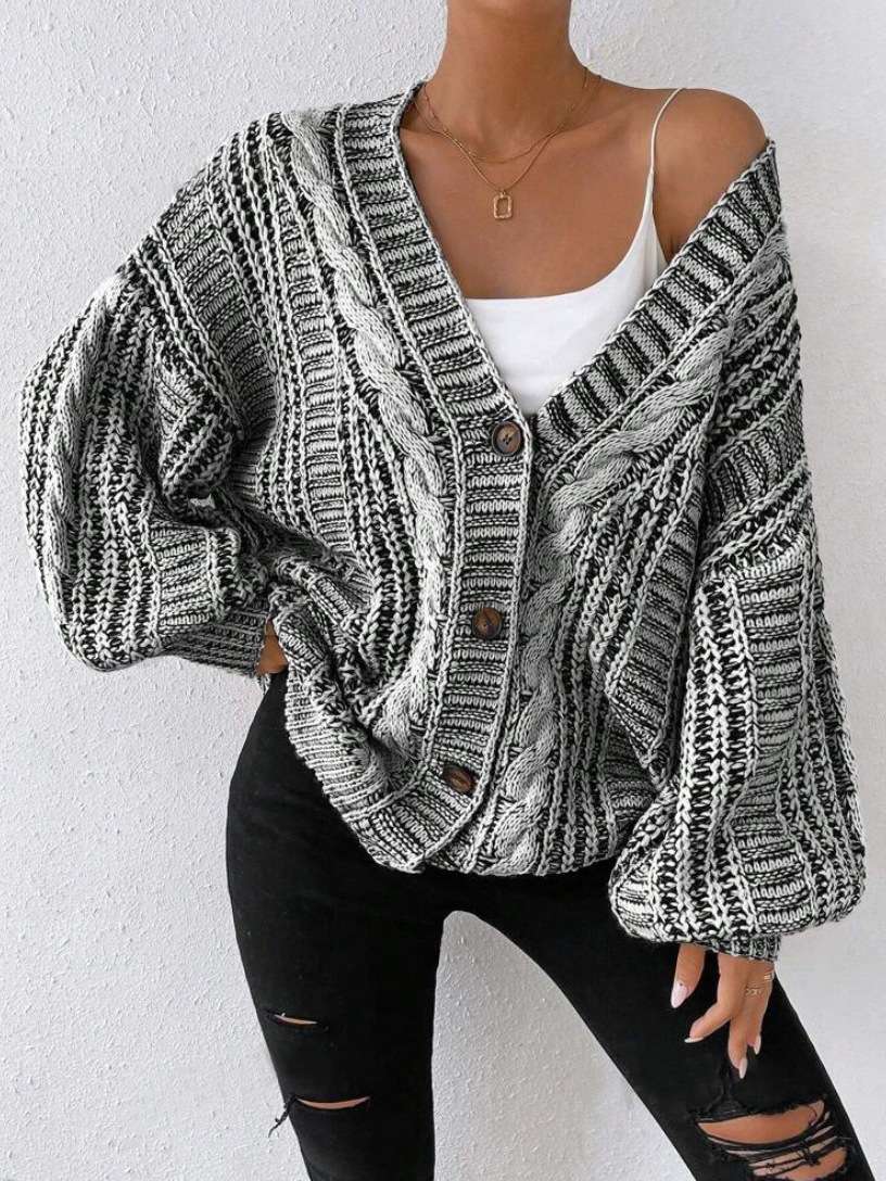 Oversized Cable Knit  Cardigan Jacket image 4