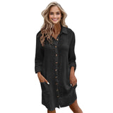 Button-Front Tunic Dress with Pockets image 0