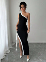 One-Shoulder Slit Evening Gown image 3