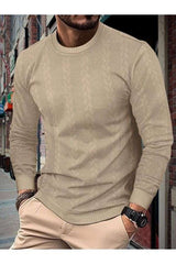 Solid Round Neck Longt Pullover - XL, Antler Beige image