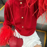 Casual Feather Knitted Cardigan image 2