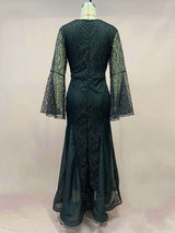 Floral Lace Flare Sleeve Party Maxi Dres image 6