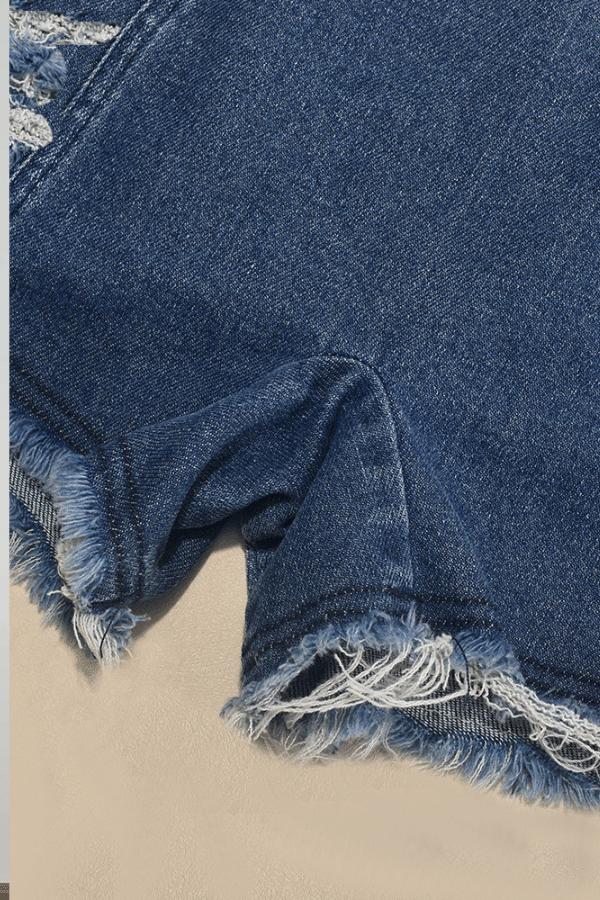 Frayed Edge Strapless Denim Romper image 7